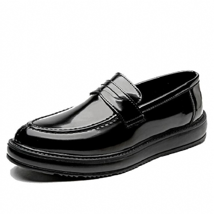 Zapatos Planos Diarios De Charol De Microfibra Para Hombre