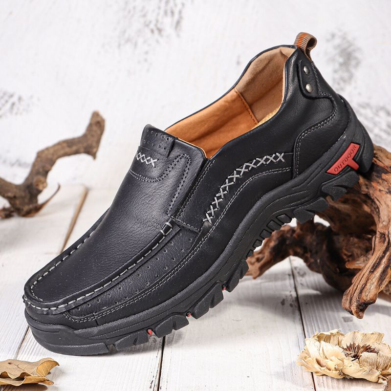 Zapatos Planos Informales Antideslizantes Cómodos De Cuero De Microfibra Retro Para Hombre