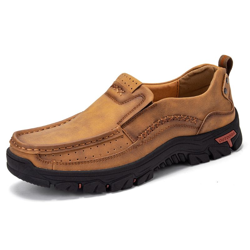 Zapatos Planos Informales Antideslizantes Cómodos De Cuero De Microfibra Retro Para Hombre