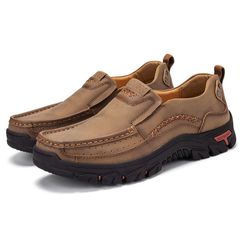 Zapatos Planos Informales Antideslizantes Cómodos De Cuero De Microfibra Retro Para Hombre