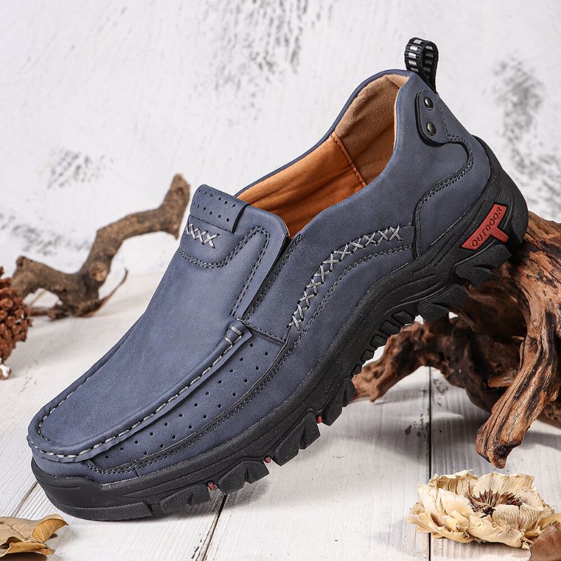 Zapatos Planos Informales Antideslizantes Cómodos De Cuero De Microfibra Retro Para Hombre