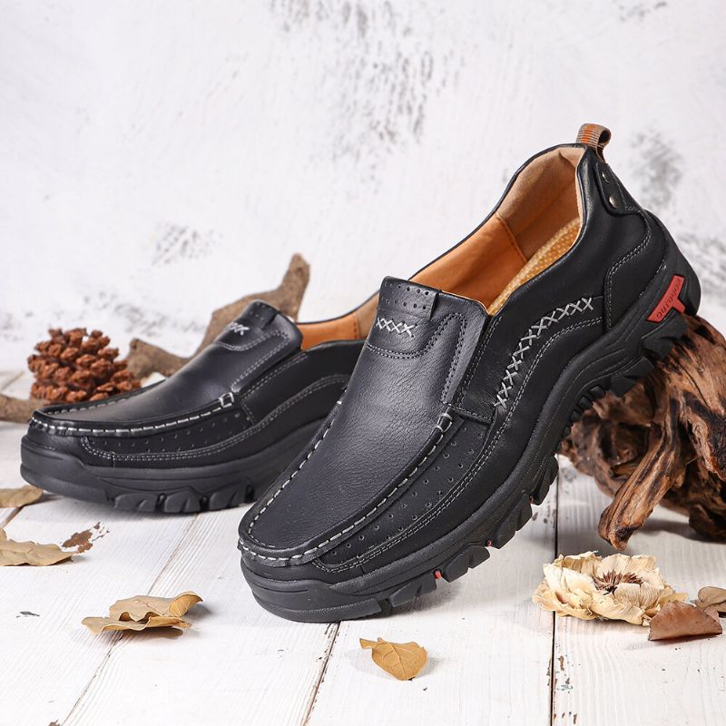 Zapatos Planos Informales Antideslizantes Cómodos De Cuero De Microfibra Retro Para Hombre