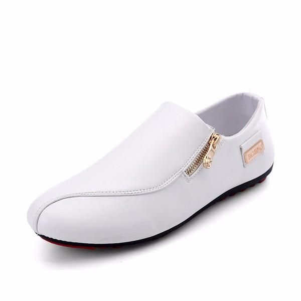 Zapatos Planos Para Hombre Zapatos Casuales Y Cómodos Con Cremallera De Cuero Mocasines