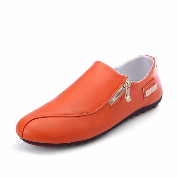 Zapatos Planos Para Hombre Zapatos Casuales Y Cómodos Con Cremallera De Cuero Mocasines