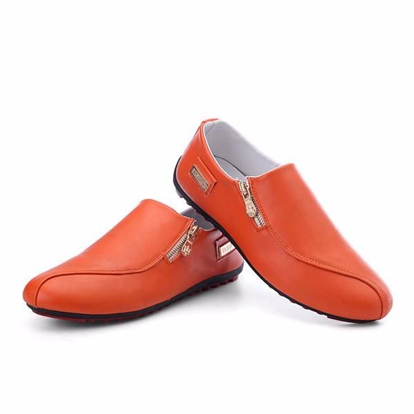 Zapatos Planos Para Hombre Zapatos Casuales Y Cómodos Con Cremallera De Cuero Mocasines