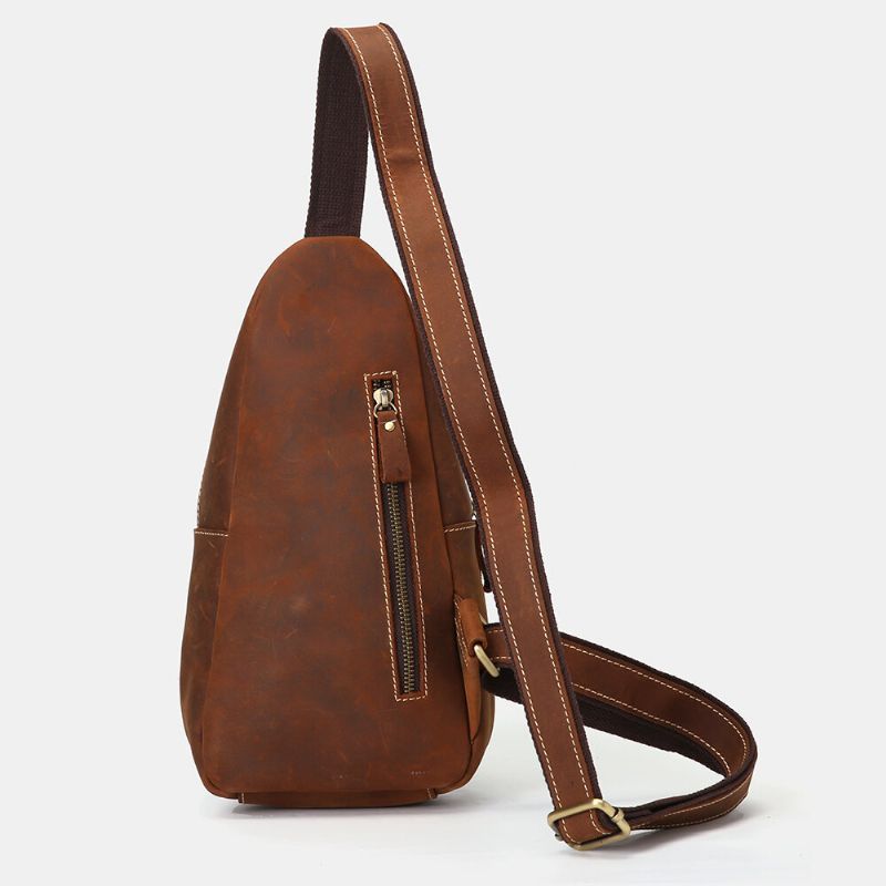 Bolso Bandolera Con Múltiples Bolsillos De Negocios Retro De Cuero Genuino Para Hombres