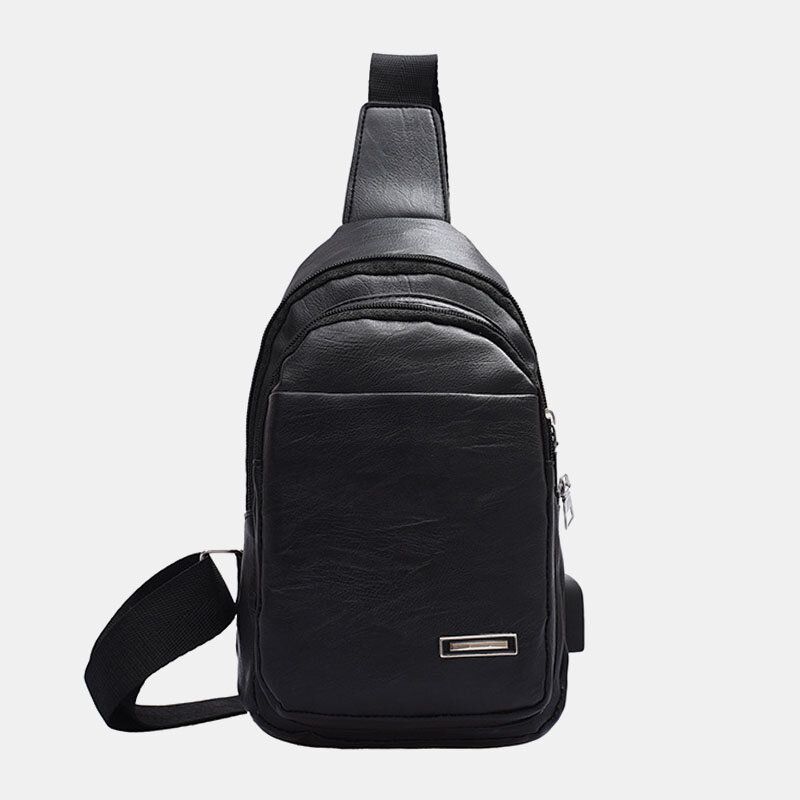 Bolso Bandolera De Cuero Pu Multibolsillos Para Hombre Bolso Bandolera Bolso Bandolera