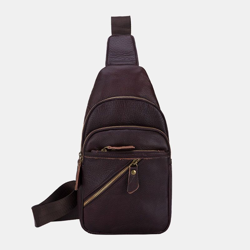 Bolso Bandolera Ligero De Varias Capas De Cuero Genuino Para Hombre Bolso Bandolera Bolso Bandolera