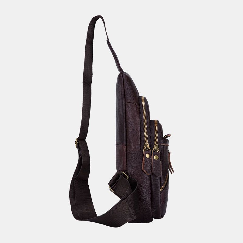 Bolso Bandolera Ligero De Varias Capas De Cuero Genuino Para Hombre Bolso Bandolera Bolso Bandolera