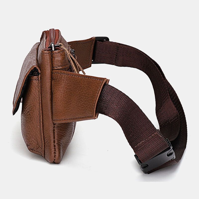 Bolso Bandolera Multifuncional Antirrobo Multibolsillo De Cuero Genuino Para Hombre Bolso Bandolera Bolso Bandolera