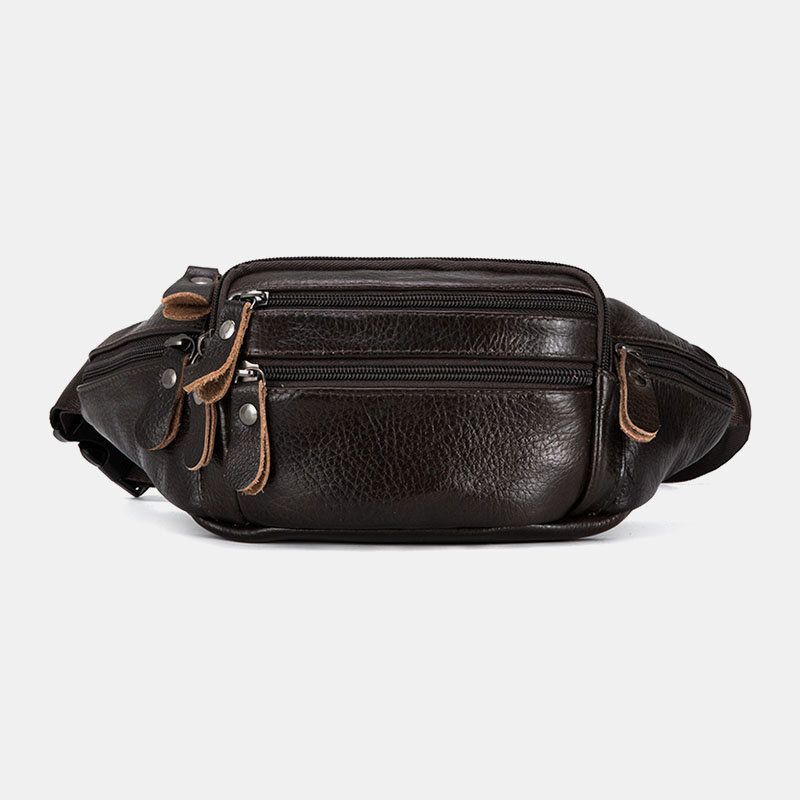 Bolso Bandolera Multifuncional De Gran Capacidad Con Múltiples Bolsillos De Cuero Genuino Para Hombre Bolso Bandolera Bolso Bandolera