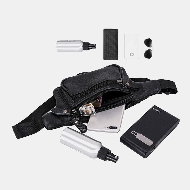 Bolso Bandolera Multifuncional De Gran Capacidad Impermeable De Tres Capas De Cuero Genuino Para Hombre Bolso Bandolera Para El Pecho