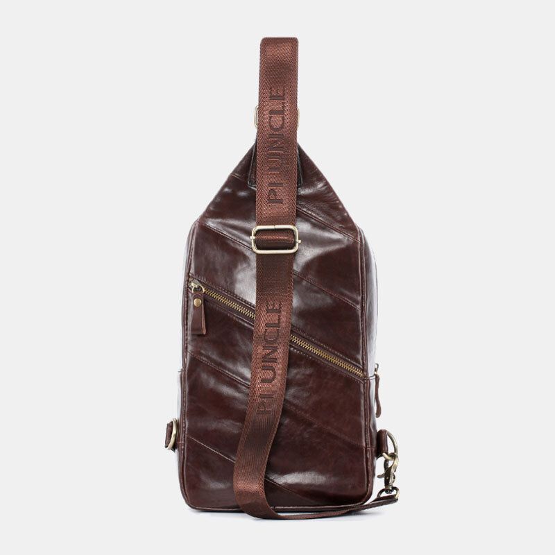 Bolso Bandolera De Negocios Sólido Informal De Cuero Genuino Para Hombre Bolso Bandolera Bolso De Pecho