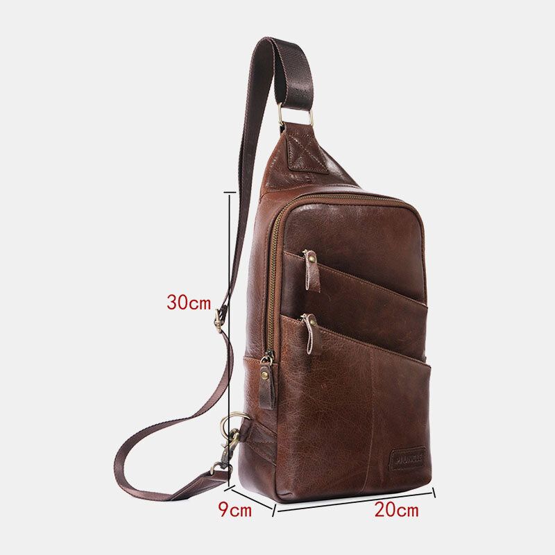 Bolso Bandolera De Negocios Sólido Informal De Cuero Genuino Para Hombre Bolso Bandolera Bolso De Pecho