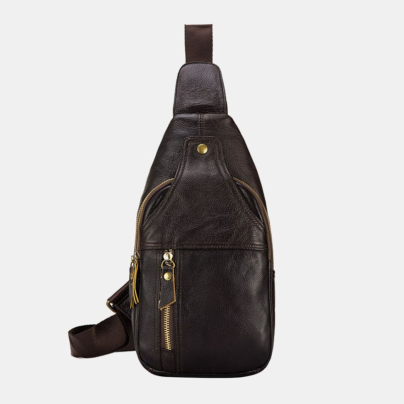 Bolso Bandolera Retro De Gran Capacidad De Cuero Genuino Para Hombre Bolso Bandolera Para El Pecho