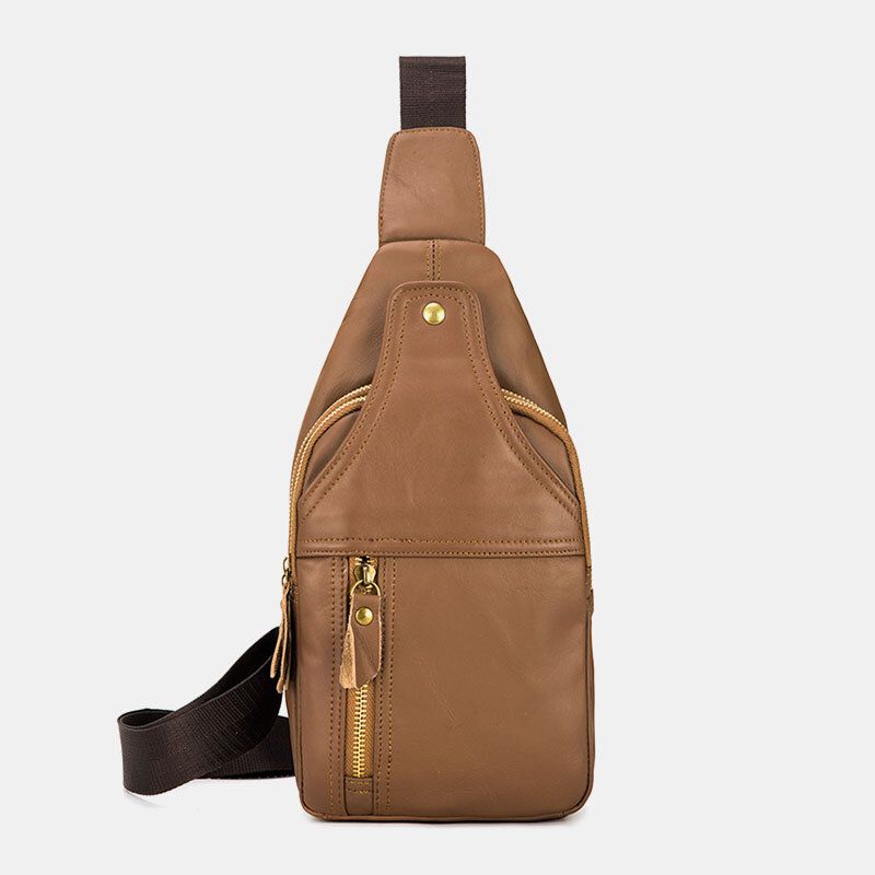 Bolso Bandolera Retro De Gran Capacidad De Cuero Genuino Para Hombre Bolso Bandolera Para El Pecho