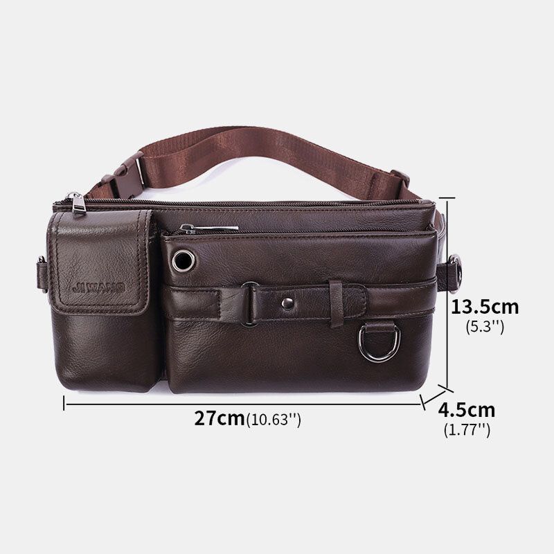 Bolso De Pecho De Cuero Genuino Para Hombre Bolso De Hombro Bolso De Cintura