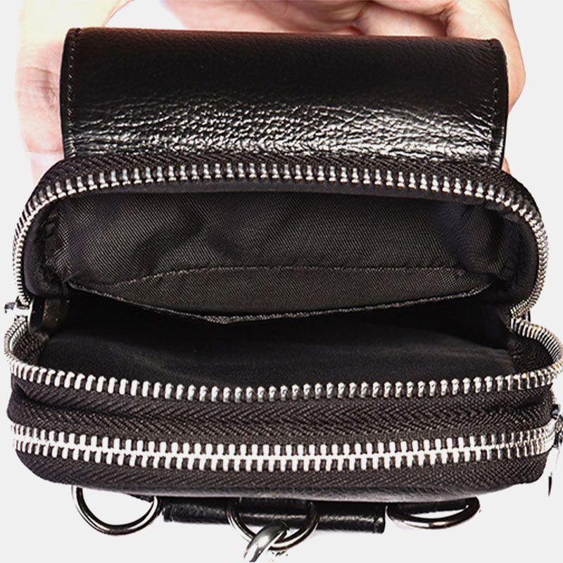 Bolso De Teléfono De 7 Pulgadas De Cuero Genuino Para Hombre Bolso De Cinturón Bolso Bandolera Bolso De Hombro Riñonera Riñonera