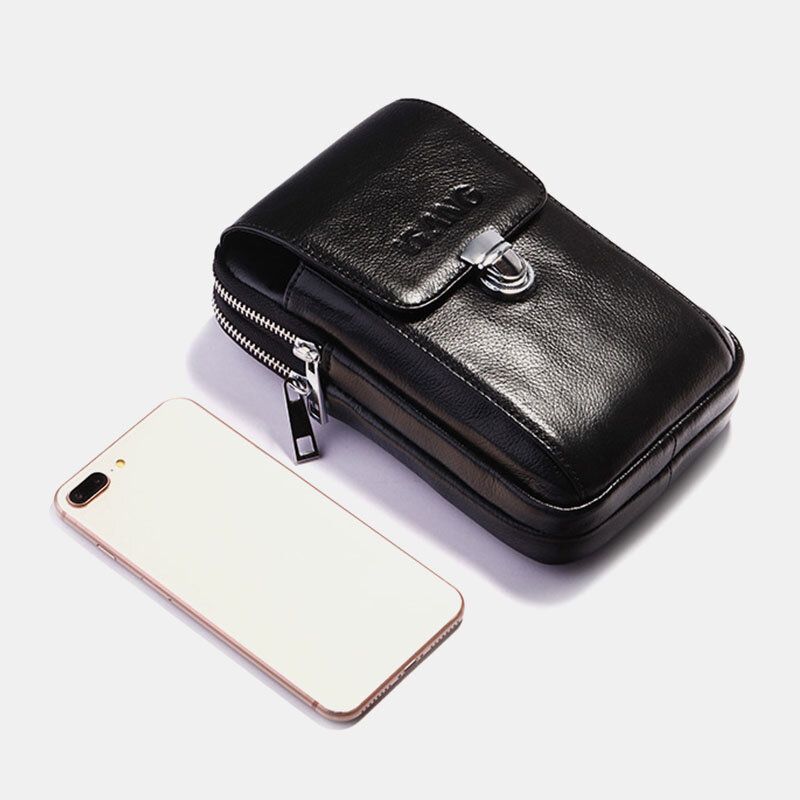 Bolso De Teléfono De 7 Pulgadas De Cuero Genuino Para Hombre Bolso De Cinturón Bolso Bandolera Bolso De Hombro Riñonera Riñonera