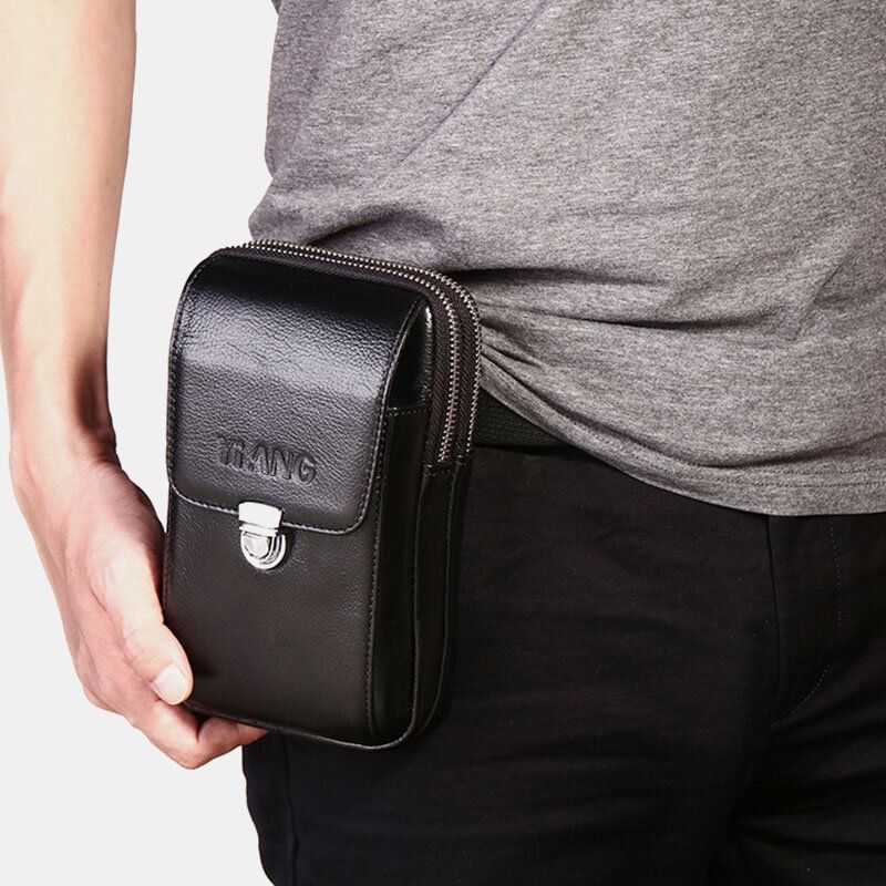 Bolso De Teléfono De 7 Pulgadas De Cuero Genuino Para Hombre Bolso De Cinturón Bolso Bandolera Bolso De Hombro Riñonera Riñonera