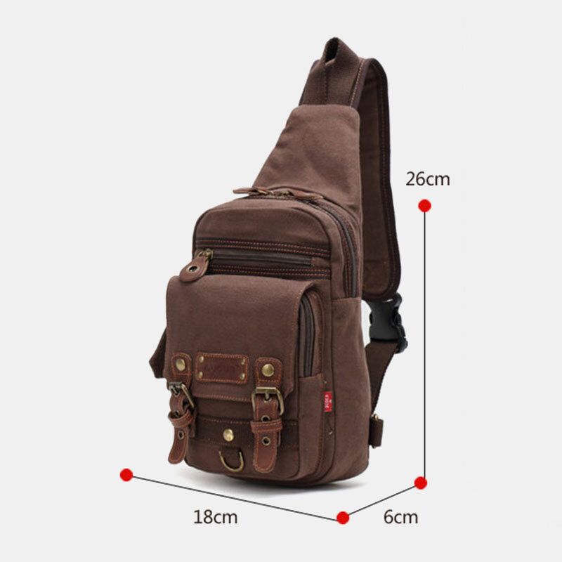 Bolso De Transporte Al Aire Libre De Viaje De Lona Y Cuero Genuino Para Hombres Bolso Bandolera Personal Bolso De Pecho