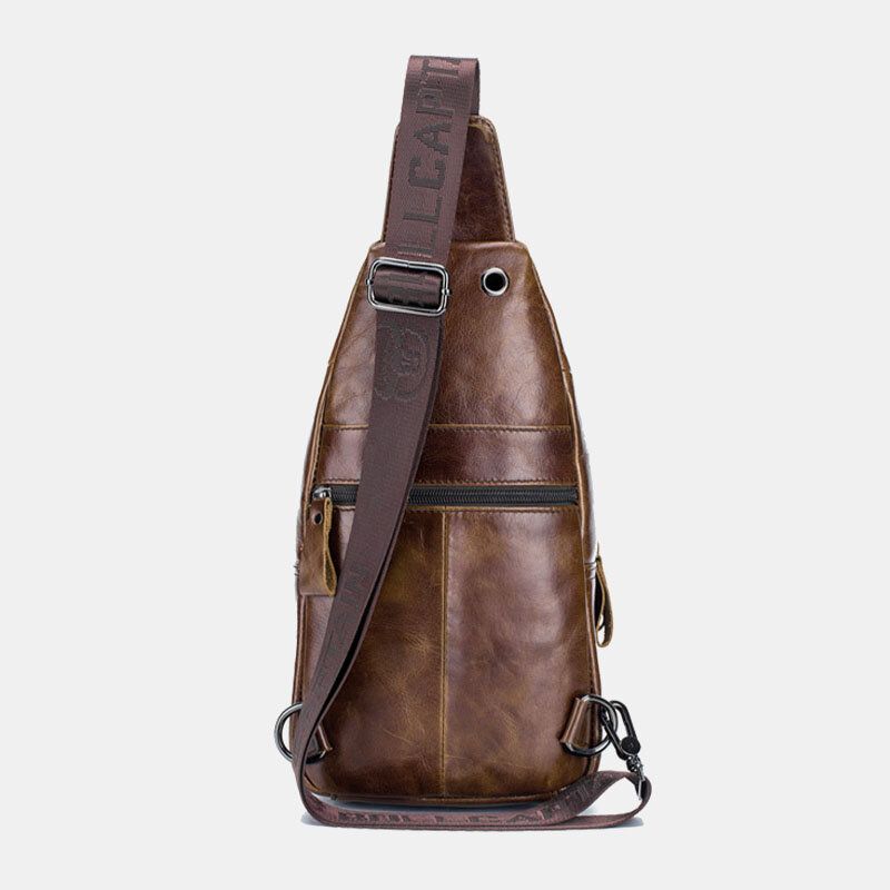 Bullcaptain Hombres De Cuero Genuino De Negocios Retro Moda Bolso De Pecho Bolso Bandolera Bolso Bandolera