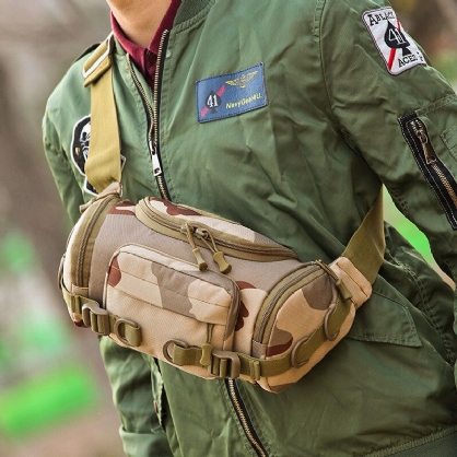 Hombres Camuflaje De Lona Al Aire Libre Tactical Sport Riding Riñonera Bolsa De Hombro Bolsa De Pecho