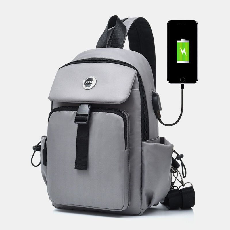 Hombres Carga Usb Multi-carry Multi-layers Impermeable Crossbody Bag Chest Bag Sling Bag Mochila