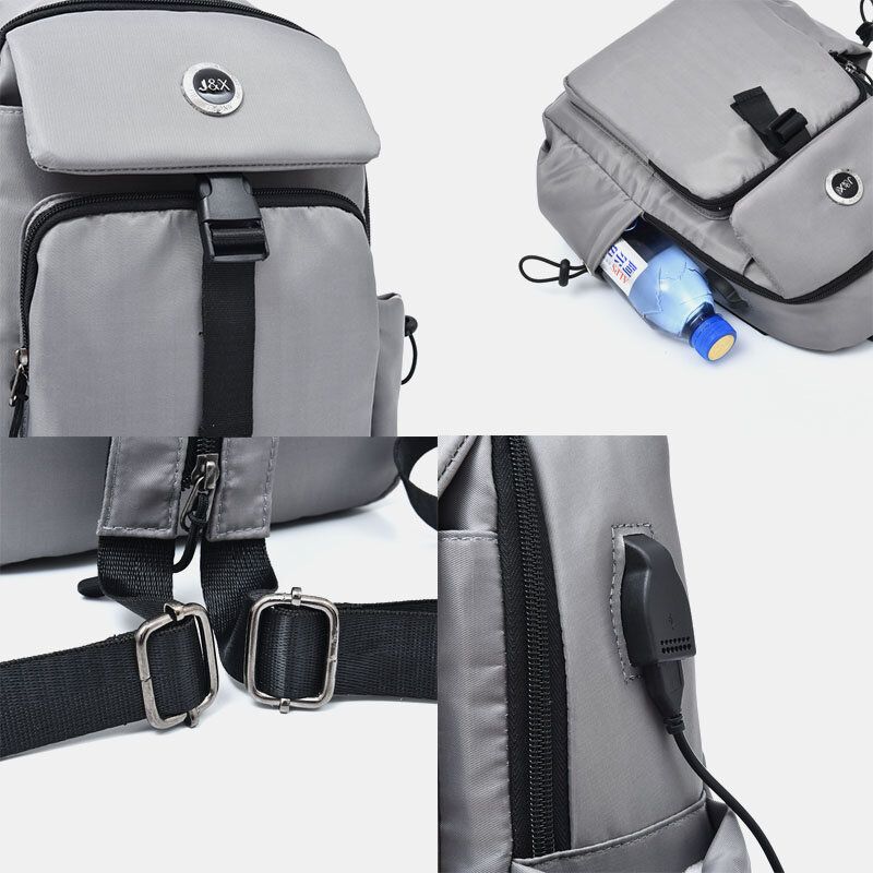 Hombres Carga Usb Multi-carry Multi-layers Impermeable Crossbody Bag Chest Bag Sling Bag Mochila