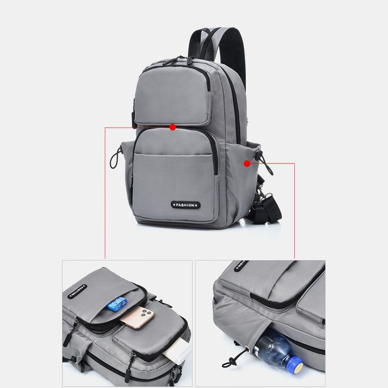 Hombres Carga Usb Multi-carry Multi-layers Impermeable Crossbody Bag Chest Bag Sling Bag Mochila