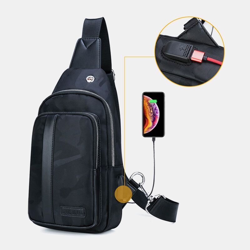 Hombres Carga Usb Oxford Tela Camuflaje Moda Casual Bolsa De Pecho Bolso Bandolera