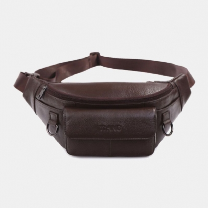 Hombres De Cuero Genuino Color Sólido Multi-carry Crossbody Bag Chest Bag Belt Bag Riñonera