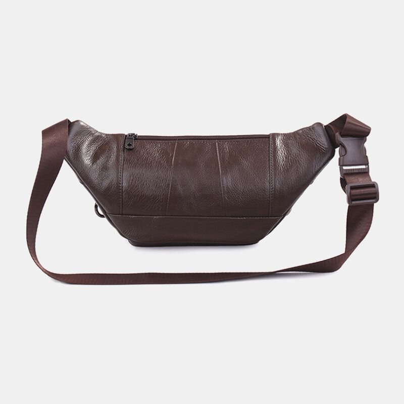 Hombres De Cuero Genuino Color Sólido Multi-carry Crossbody Bag Chest Bag Belt Bag Riñonera