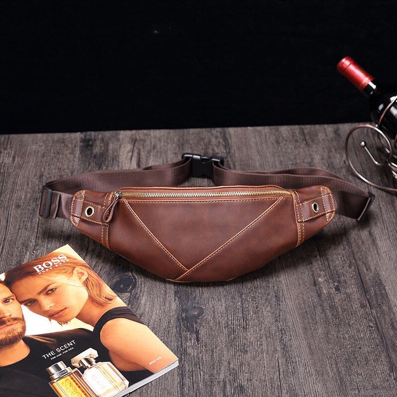 Hombres De Cuero De Imitación De Moda Retro Multi-carry Messenger Bag Bolsa De Pecho Bolsa De Cintura Bolsa De Honda