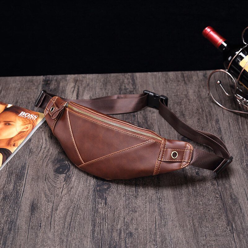 Hombres De Cuero De Imitación De Moda Retro Multi-carry Messenger Bag Bolsa De Pecho Bolsa De Cintura Bolsa De Honda