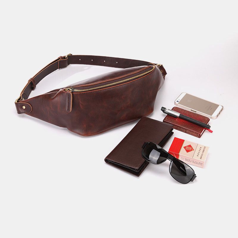 Hombres De Cuero De Imitación Retro Sport Multi-carry Riñonera Bolsa Sling Bag Bolsa De Pecho