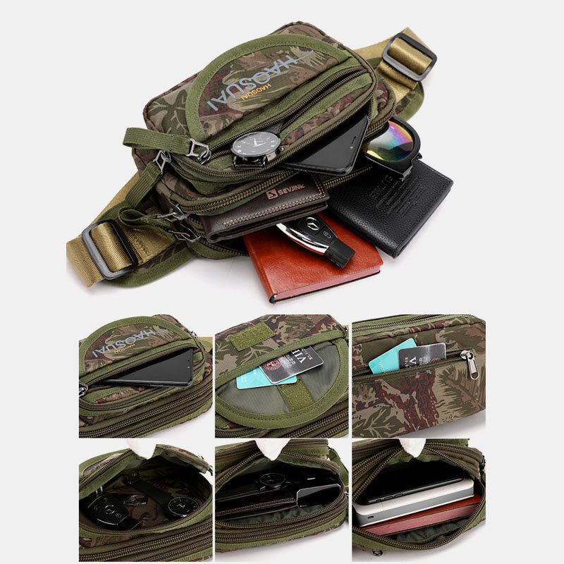 Hombres Impermeable Multibolsillos Camuflaje Bolsa De Pecho Al Aire Libre Bolsa De Cinturón Bolsa De Honda