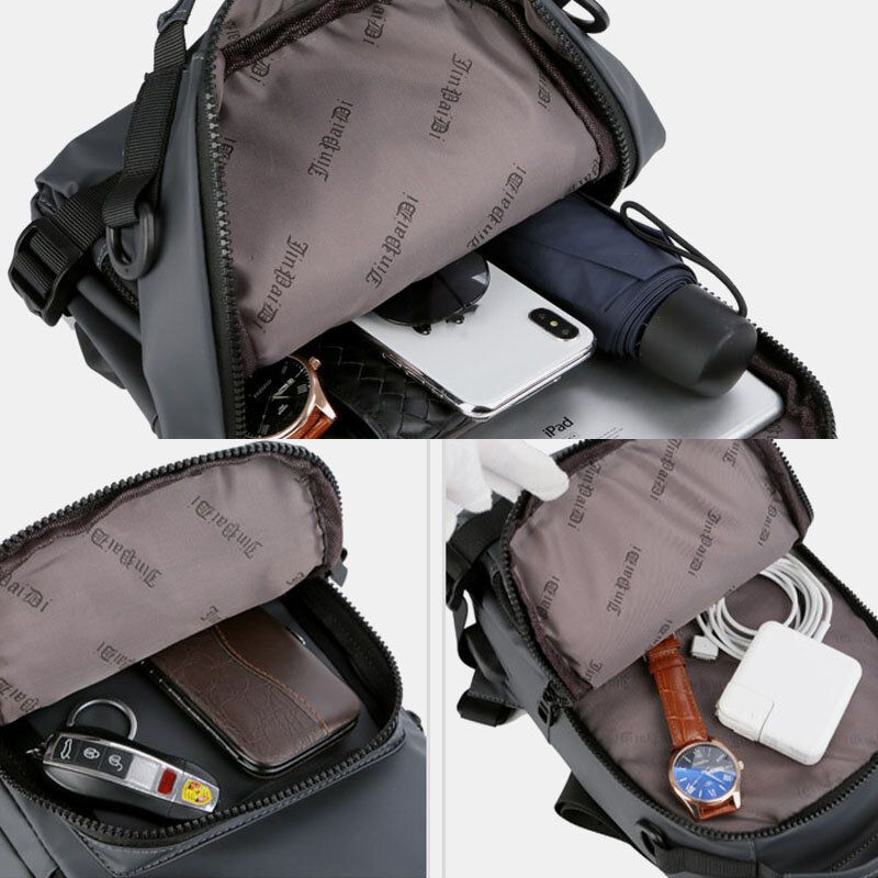 Hombres Multi-layers Space Business Bolso De Hombro Sólido Bolso Bandolera Bolso De Pecho Con Carga Usb