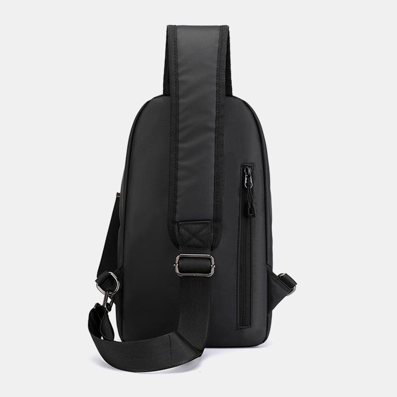 Hombres Nylon Agujero Para Auriculares Impermeable Al Aire Libre Bolso Bandolera Bolso De Pecho Bolso Bandolera