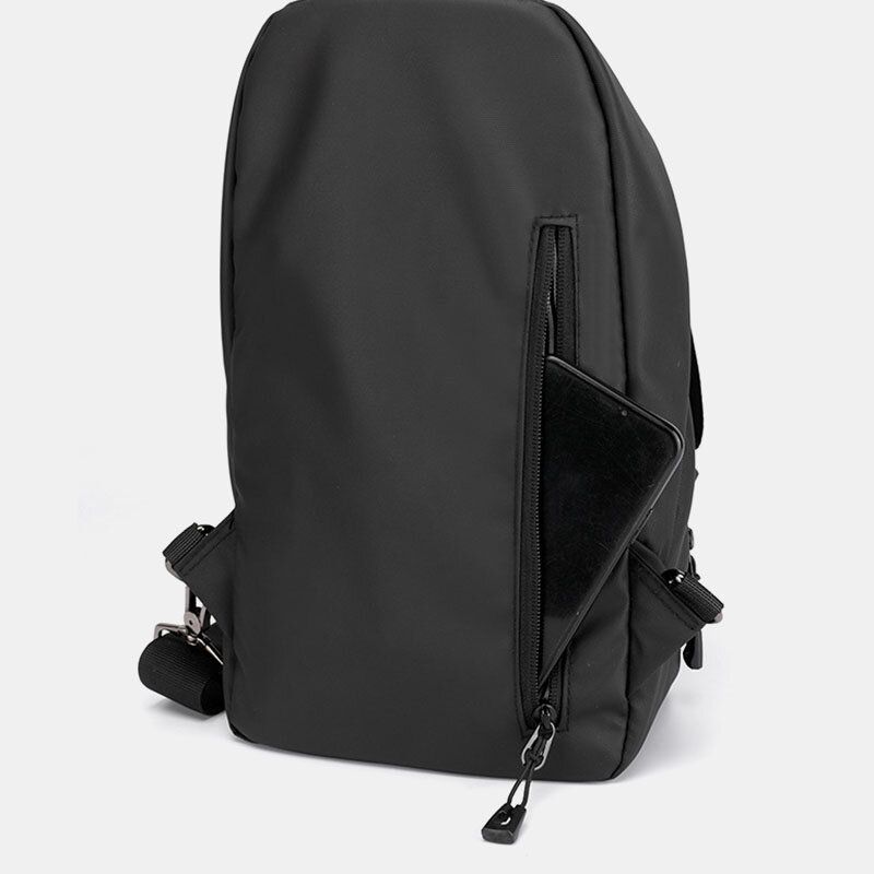 Hombres Nylon Agujero Para Auriculares Impermeable Al Aire Libre Bolso Bandolera Bolso De Pecho Bolso Bandolera