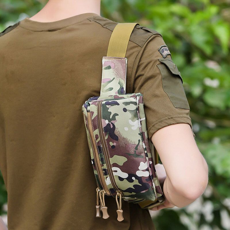 Hombres Nylon Camuflaje Multi-carry Multi-pocket Sport Outdoor Tactical Bandolera Bolsa De Pecho