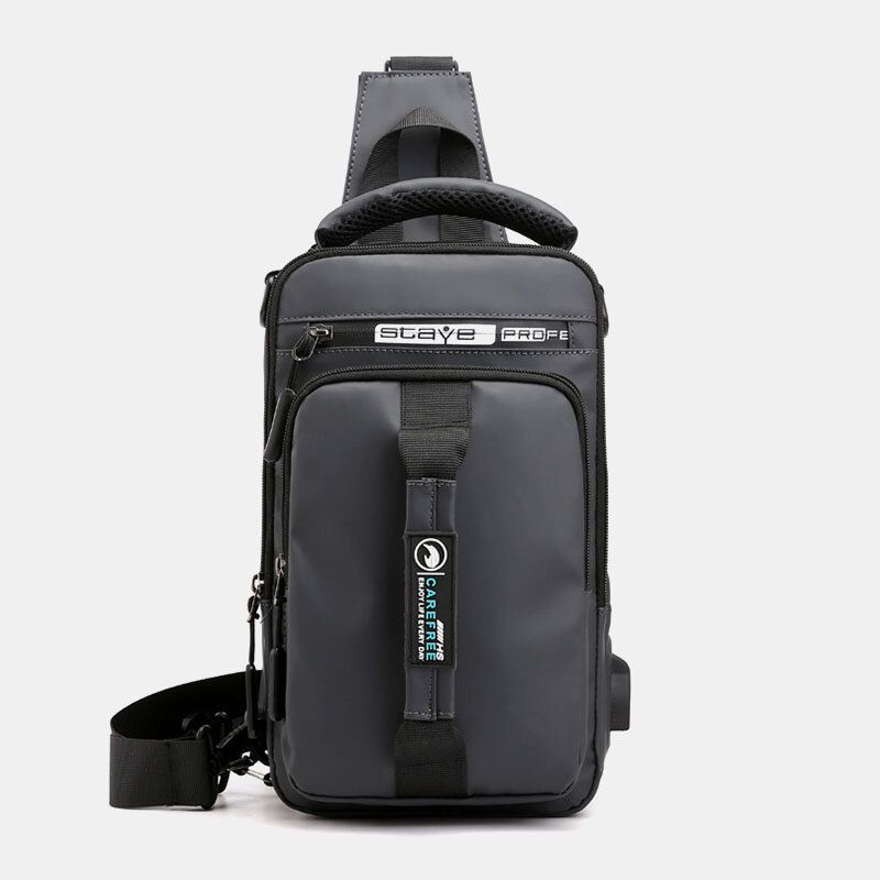 Hombres Nylon Carga Usb Casual Al Aire Libre Breve Bolsa De Pecho Bolsa De Hombro Mochila