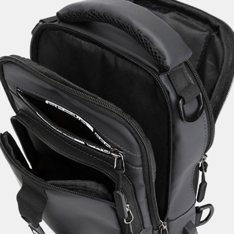 Hombres Nylon Carga Usb Casual Al Aire Libre Breve Bolsa De Pecho Bolsa De Hombro Mochila