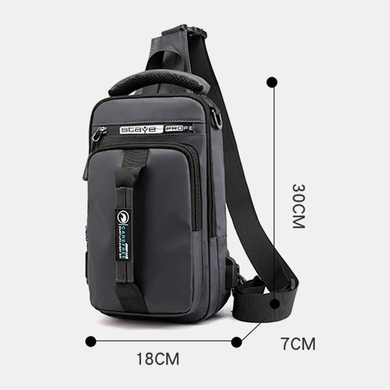 Hombres Nylon Carga Usb Casual Al Aire Libre Breve Bolsa De Pecho Bolsa De Hombro Mochila