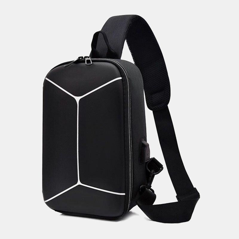 Hombres Nylon Carga Usb Casual Outdoor Brief Chest Bag Bandolera