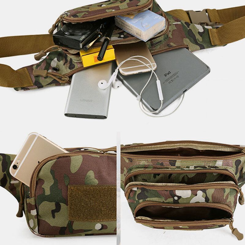 Hombres Nylon Multi-carry Multi-pocket Outdoor Camuflaje Táctico Riding Riñonera Bolsa De Hombro Bolsa De Pecho