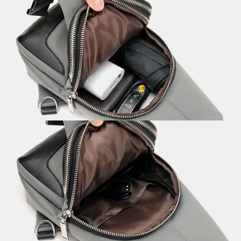 Hombres Oxford Carga Usb Impermeable Casual Al Aire Libre Bolso Bandolera Bolso Bandolera Bolso Bandolera