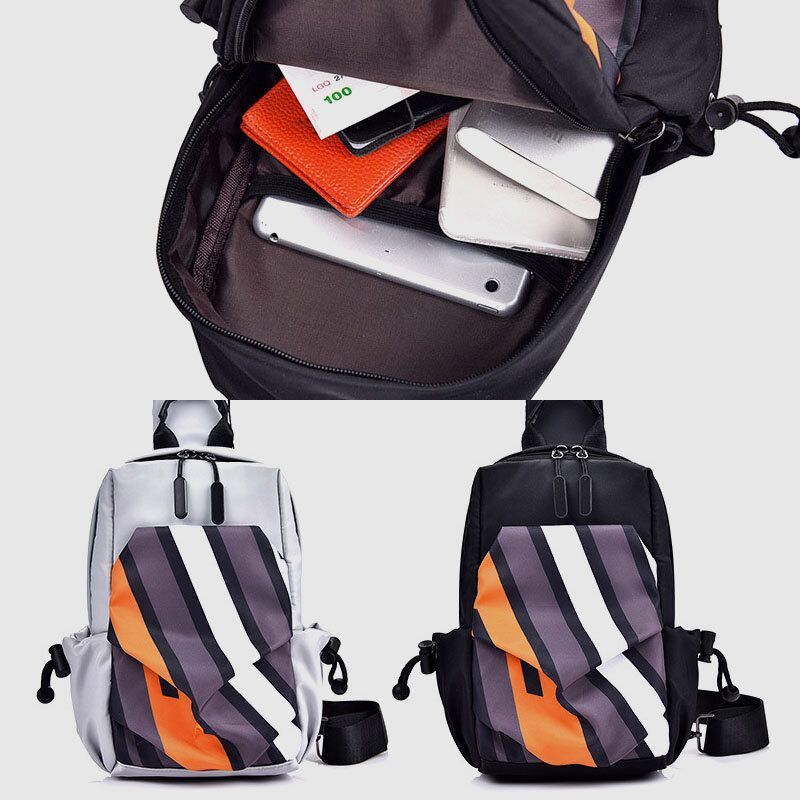 Hombres Oxford Cloth Casual Fashion Impermeable Al Aire Libre Almacenamiento En El Pecho Bolsa Crossbody Bag