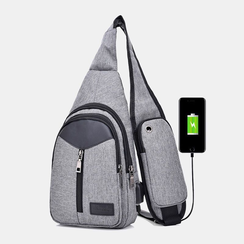 Hombres Oxford De Gran Capacidad Multifunción Auriculares Agujero Carga Usb Bolsas De Bandolera Antirrobo Bolso Bandolera Bolsa De Pecho