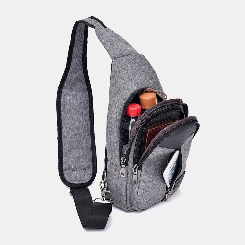 Hombres Oxford De Gran Capacidad Multifunción Auriculares Agujero Carga Usb Bolsas De Bandolera Antirrobo Bolso Bandolera Bolsa De Pecho